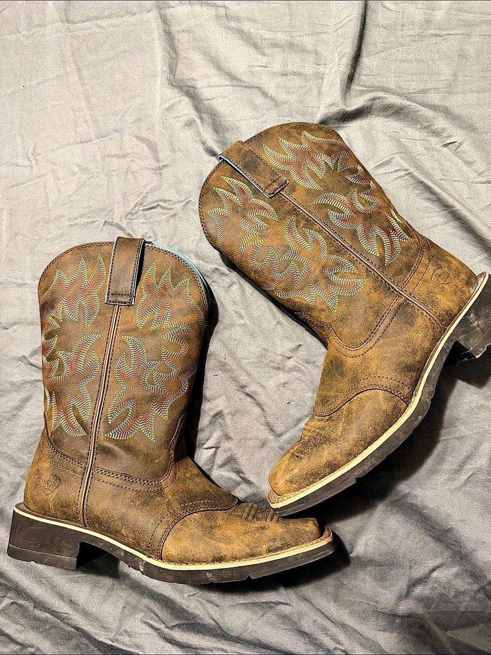 Ariat Western Cowboy Boots Brown & Turquoise US 7